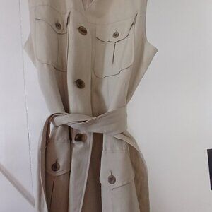 Casual Corner Khaki Safari Sleeveless Dress-Size 14